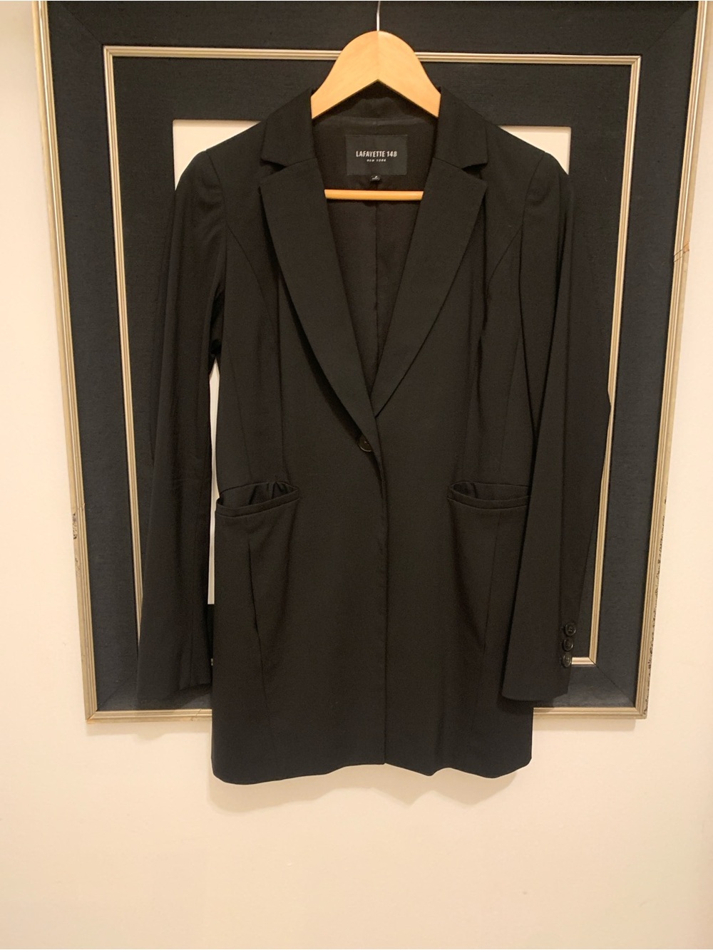 Lafayette 148 New York Black Single-Button Long Blazer